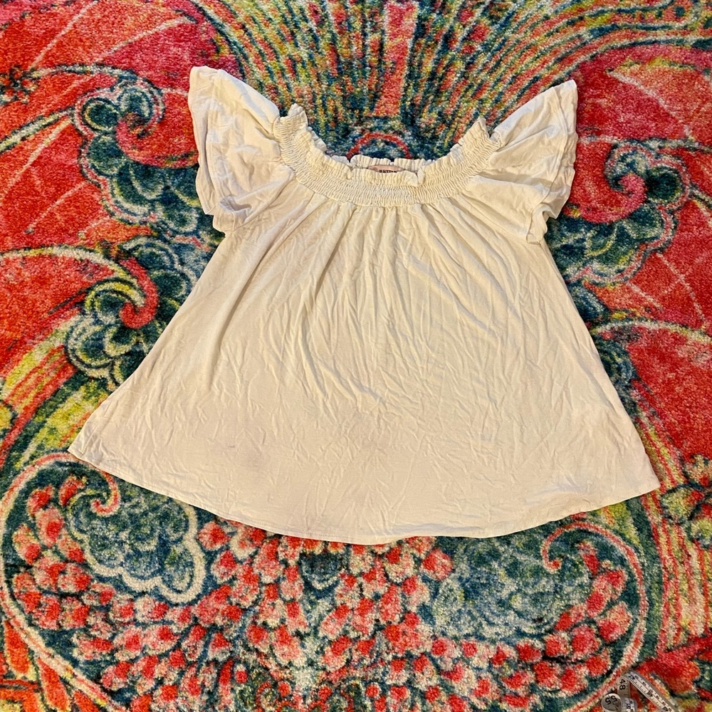 JustFab Cream Off-Shoulder Blouse